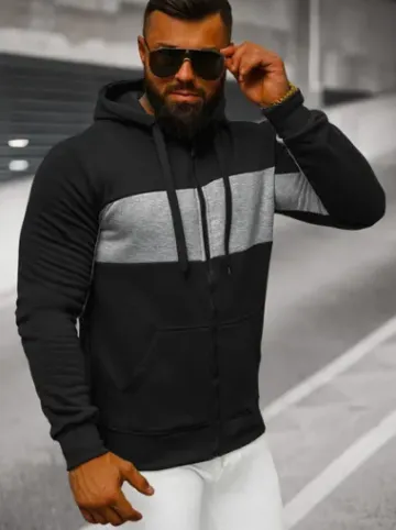Bluza męska z kapturem rozpinana czarna JS/8B1330/3^Ozonee Sale
