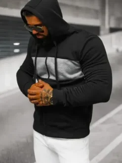 Bluza męska z kapturem rozpinana czarna JS/8B1330/3^Ozonee Sale