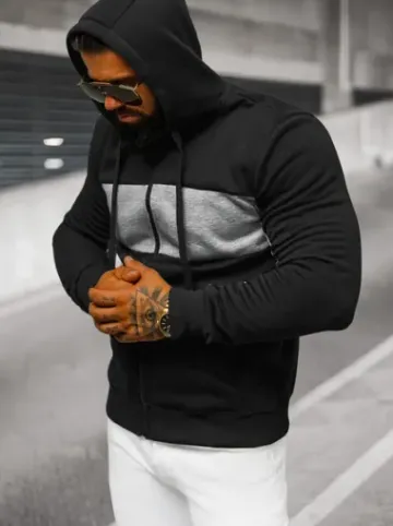 Bluza męska z kapturem rozpinana czarna JS/8B1330/3^Ozonee Sale