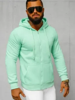 Bluza męska z kapturem rozpinana miętowa JS/2008Z^Ozonee Discount