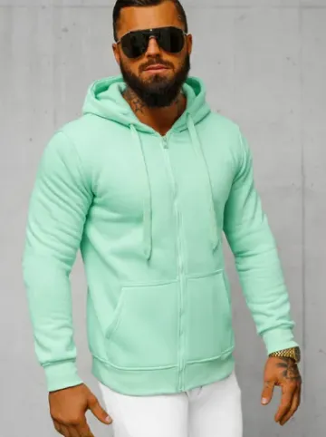 Bluza męska z kapturem rozpinana miętowa JS/2008Z^Ozonee Discount