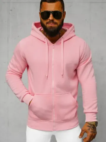 Bluza męska z kapturem rozpinana pudrowa JS/2008Z^Ozonee Discount