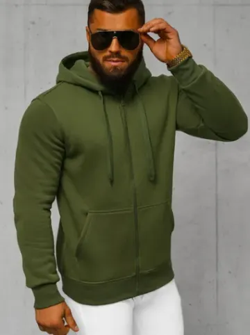 Bluza męska z kapturem rozpinana khaki JS/2008Z^Ozonee Hot