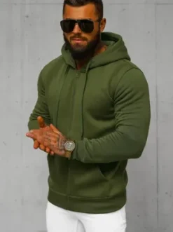 Bluza męska z kapturem rozpinana khaki JS/2008Z^Ozonee Hot