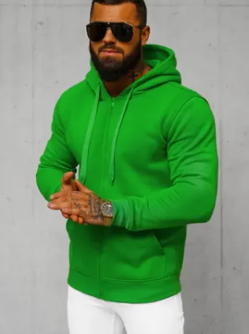 Bluza męska z kapturem rozpinana zielona JS/2008Z^Ozonee Sale