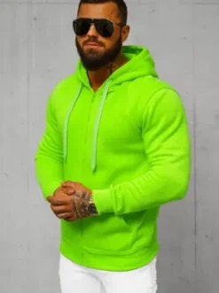 Bluza męska z kapturem rozpinana zielona-neonowa JS/2008Z^Ozonee Best
