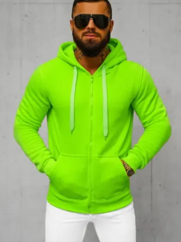 Bluza męska z kapturem rozpinana zielona-neonowa JS/2008Z^Ozonee Best