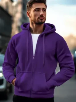 Bluza męska z kapturem rozpinana fioletowa JS/2008Z^Ozonee Sale