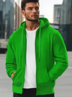 Bluza męska z kapturem rozpinana zielona JS/2008Z^Ozonee Best