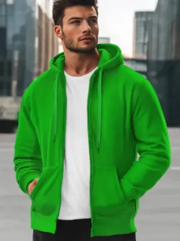 Bluza męska z kapturem rozpinana zielona JS/2008Z^Ozonee Best