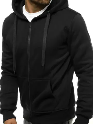 Bluza męska z kapturem rozpinana czarna JS/2008^Ozonee Fashion