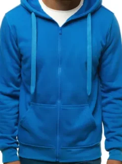 Bluza męska z kapturem rozpinana niebieska JS/2008^Ozonee Outlet