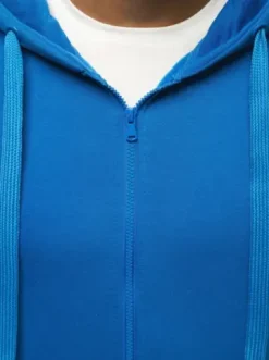Bluza męska z kapturem rozpinana niebieska JS/2008^Ozonee Outlet