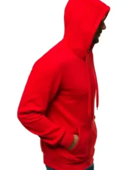 Bluza męska z kapturem rozpinana czerwona JS/2008^Ozonee Clearance
