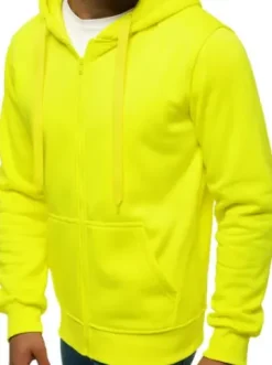 Bluza męska z kapturem rozpinana żółta-neonowa JS/2008^Ozonee Clearance