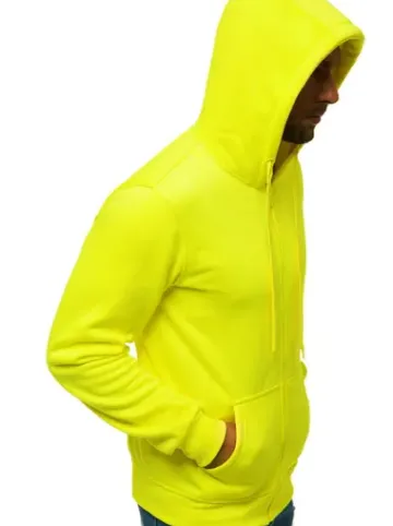 Bluza męska z kapturem rozpinana żółta-neonowa JS/2008^Ozonee Clearance