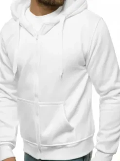 Bluza męska z kapturem rozpinana biała JS/2008^Ozonee Fashion