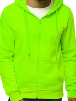 Bluza męska z kapturem rozpinana zielona-neonowa JS/2008^Ozonee Outlet