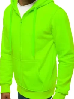 Bluza męska z kapturem rozpinana zielona-neonowa JS/2008^Ozonee Outlet