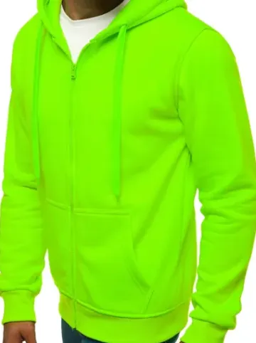 Bluza męska z kapturem rozpinana zielona-neonowa JS/2008^Ozonee Outlet