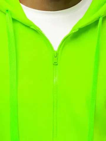 Bluza męska z kapturem rozpinana zielona-neonowa JS/2008^Ozonee Outlet