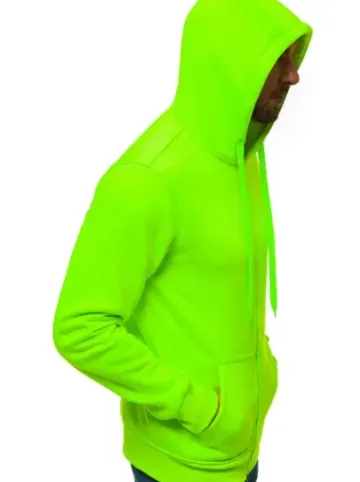 Bluza męska z kapturem rozpinana zielona-neonowa JS/2008^Ozonee Outlet