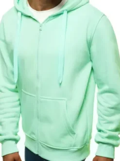 Bluza męska z kapturem rozpinana miętowa JS/2008^Ozonee New