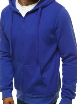 Bluza męska z kapturem rozpinana kobaltowa JS/2008^Ozonee Outlet
