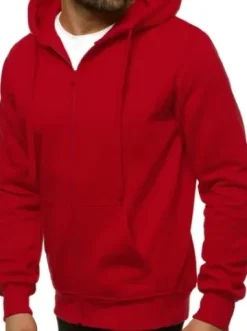 Bluza męska z kapturem rozpinana ciemno-czerwona JS/2008^Ozonee New