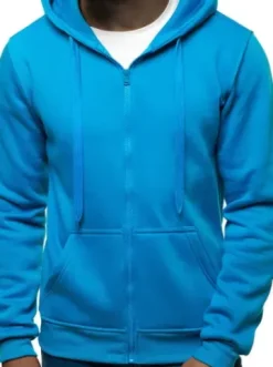 Bluza męska z kapturem rozpinana błękitna JS/2008^Ozonee Sale