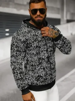 Bluza męska z kapturem rozpinana czarna JS/8B1183/3^Ozonee Outlet