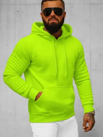 Bluza męska z kapturem zielona-neonowa JS/2009Z^Ozonee Discount