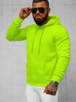 Bluza męska z kapturem zielona-neonowa JS/2009Z^Ozonee Discount