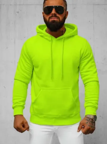 Bluza męska z kapturem zielona-neonowa JS/2009Z^Ozonee Discount