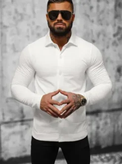 Bluza męska z kołnierzykiem ecru O/TB2264^Ozonee Hot
