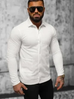 Bluza męska z kołnierzykiem ecru O/TB2264^Ozonee Hot