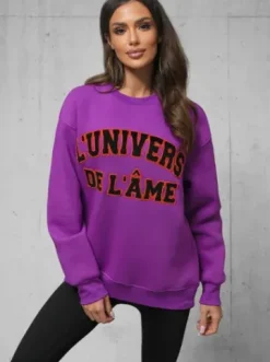 Bluza oversize fioletowa O/SWE23055^Ozonee Clearance