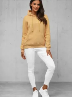 Bluza z kapturem damska beżowa JS/W02/160Z^Ozonee Sale