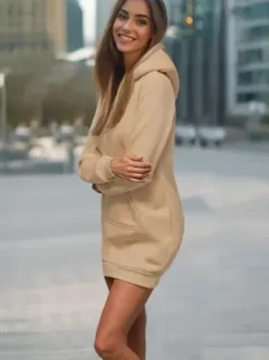 Bluza z kapturem damska beżowa JS/YS10003/6^Ozonee Best