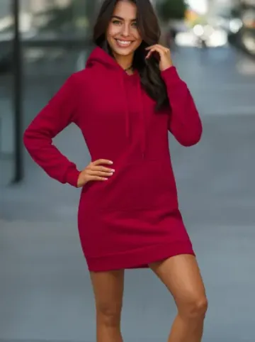 Bluza z kapturem damska bordowa JS/YS10003/21^Ozonee Best