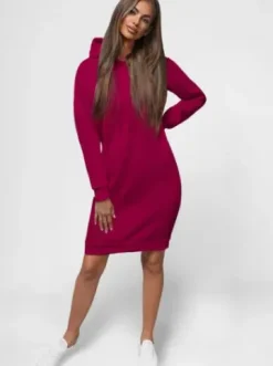 Bluza z kapturem damska bordowa JS/YS10005/21Z^Ozonee Outlet