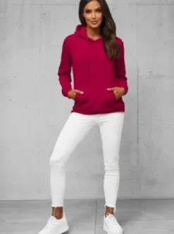 Bluza z kapturem damska bordowa JS/W02Z^Ozonee New