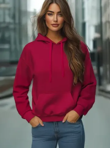 Bluza z kapturem damska bordowa JS/W02Z^Ozonee Discount