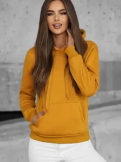 Bluza z kapturem damska camelowa JS/W02/26Z^Ozonee Fashion