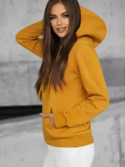 Bluza z kapturem damska camelowa JS/W02/26Z^Ozonee Fashion