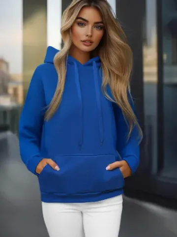 Bluza z kapturem damska chabrowa JS/W02/65Z^Ozonee Clearance