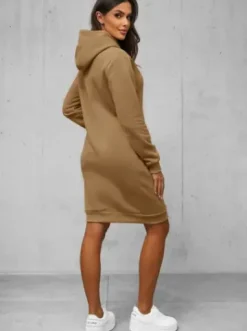 Bluza z kapturem damska ciemno-beżowa JS/YS10005/91Z^Ozonee Online