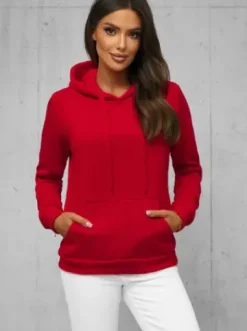 Bluza z kapturem damska ciemno-czerwona JS/W02Z^Ozonee Online