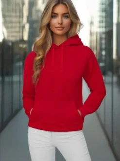 Bluza z kapturem damska ciemno-czerwona JS/W02Z^Ozonee Sale