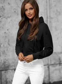 Bluza z kapturem damska czarna JS/8B939/3^Ozonee Discount